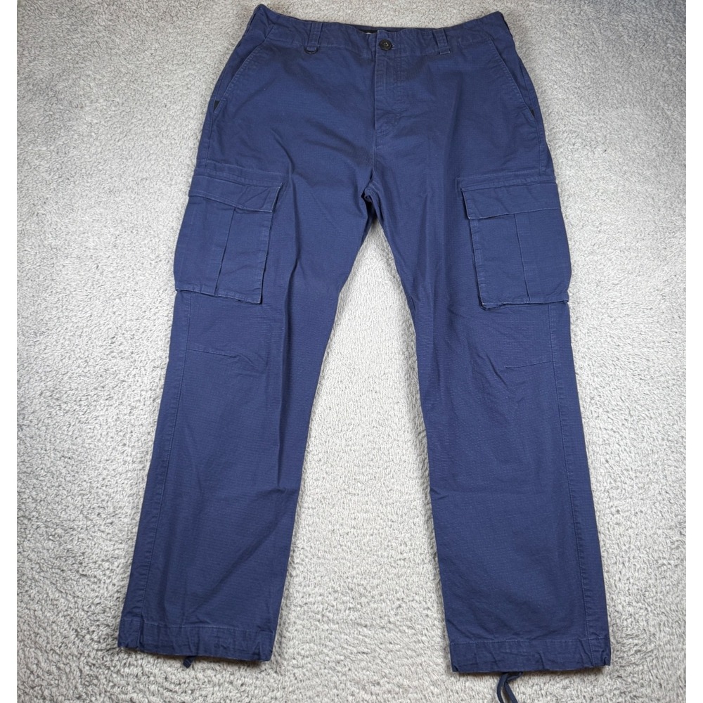 Nike SB Men Pants 34 Blue Flex Cargo Ripstop Button 28" Inseam Outdoor N8